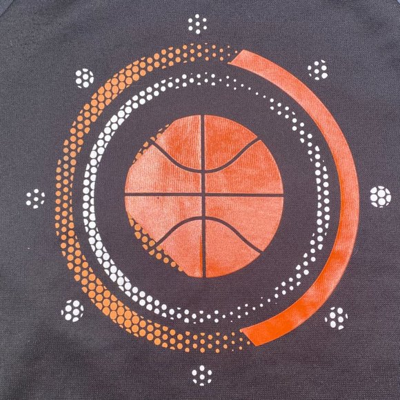 Hoodie Tek Gear Boys Black/Gray Size M (10/12) with Basketball Theme - Picture 3 of 7